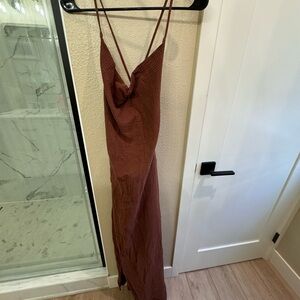 Brown backless dress